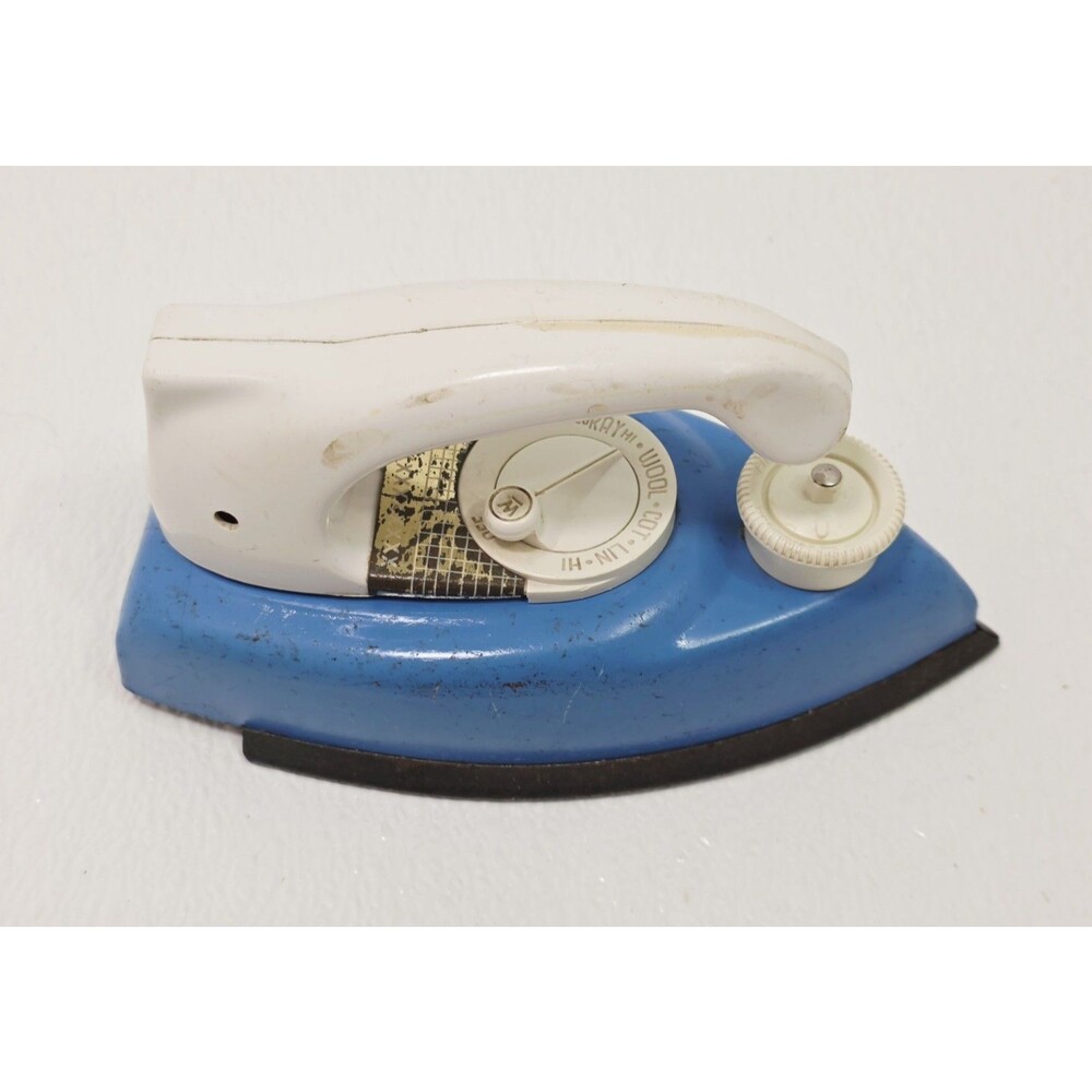 Vintage 1960’s Children's Toy Iron by Ohio Art Blue & White Made In USA